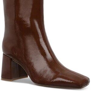 On 34th Margo Patent Square Toe Crinkle Booties Cognac 7.5M MSRP $99